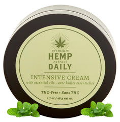 Premium Hemp Extract Daily Intensive Cream texture-application highlights quick absorption and hydrating feel.