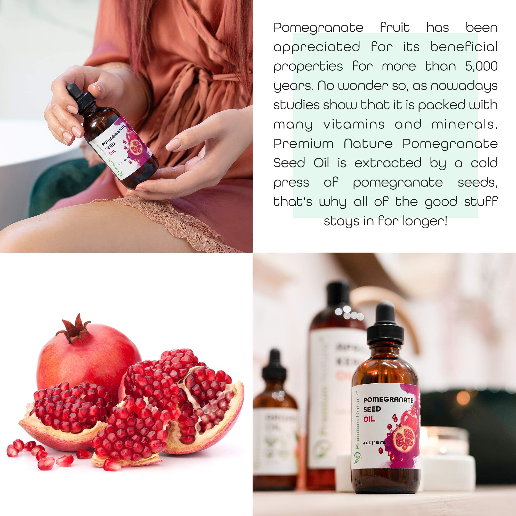 Premium Nature aceite de granada para cabello, brillo y nutrición