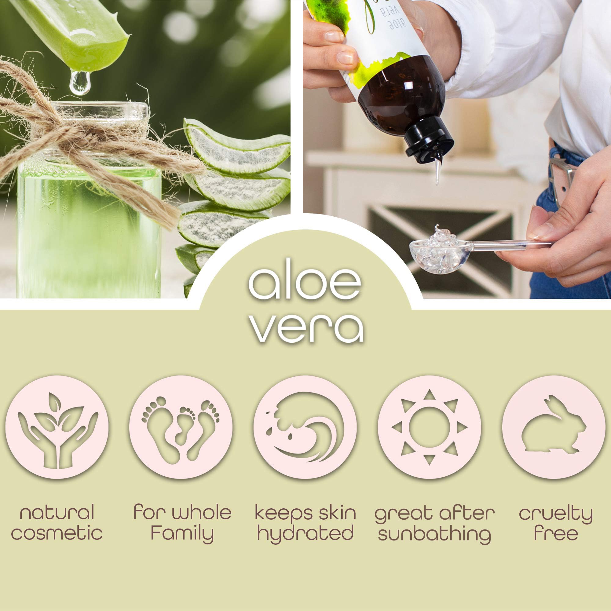 Premium Nature Aloe Vera Puro: perfecto para cuerpo y rostro diario.