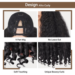 Prempo Afro Wig con partes en V instalación sin cinta