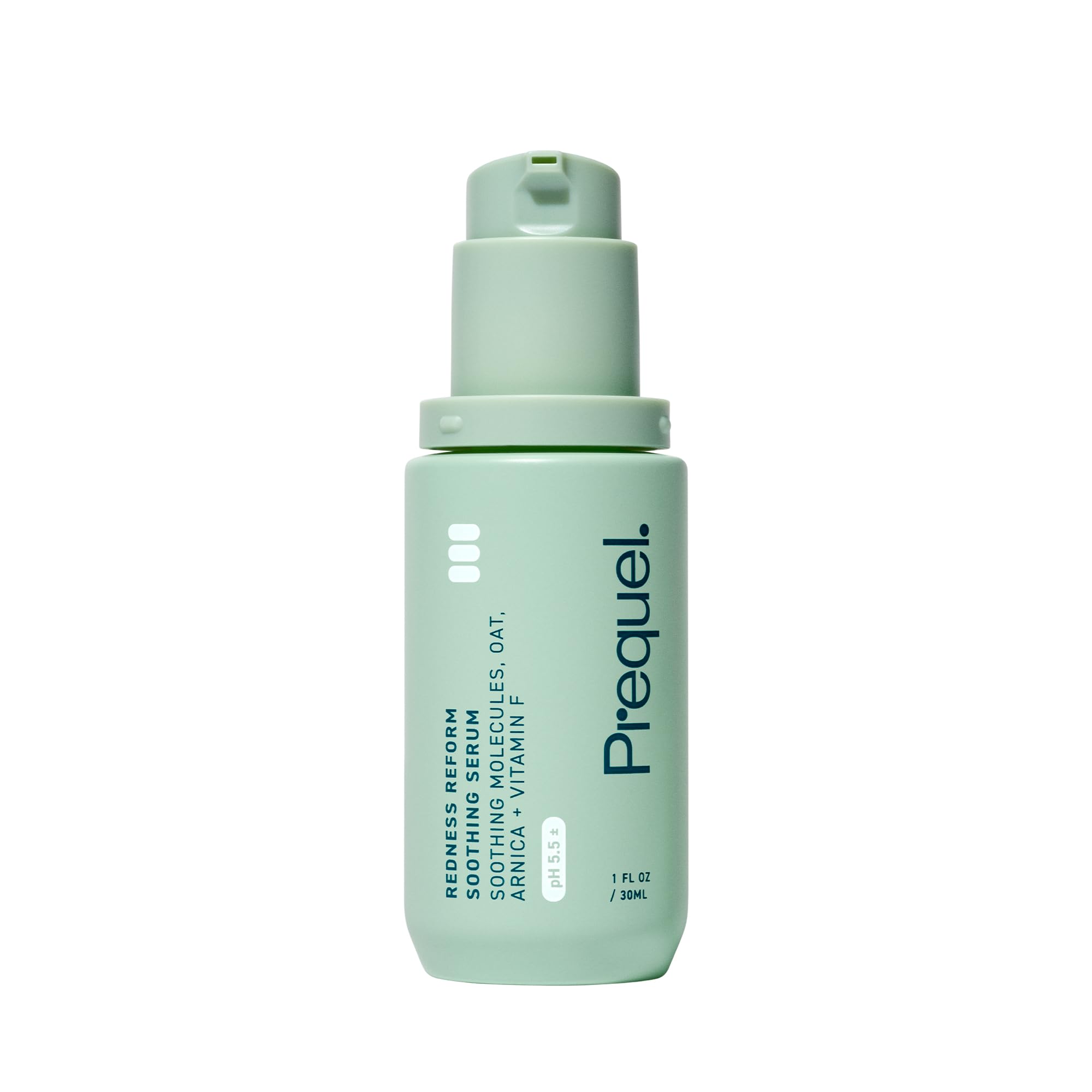 Prequel Skin Redness Reform: botella con bomba para aplicación rápida y calmante.