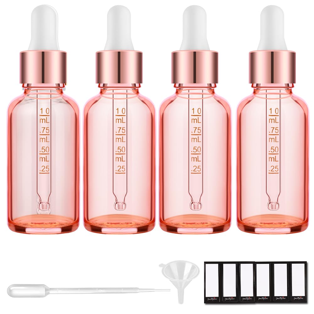 PrettyCare botellas rosadas 30ml con gotero para dosificar aceites.