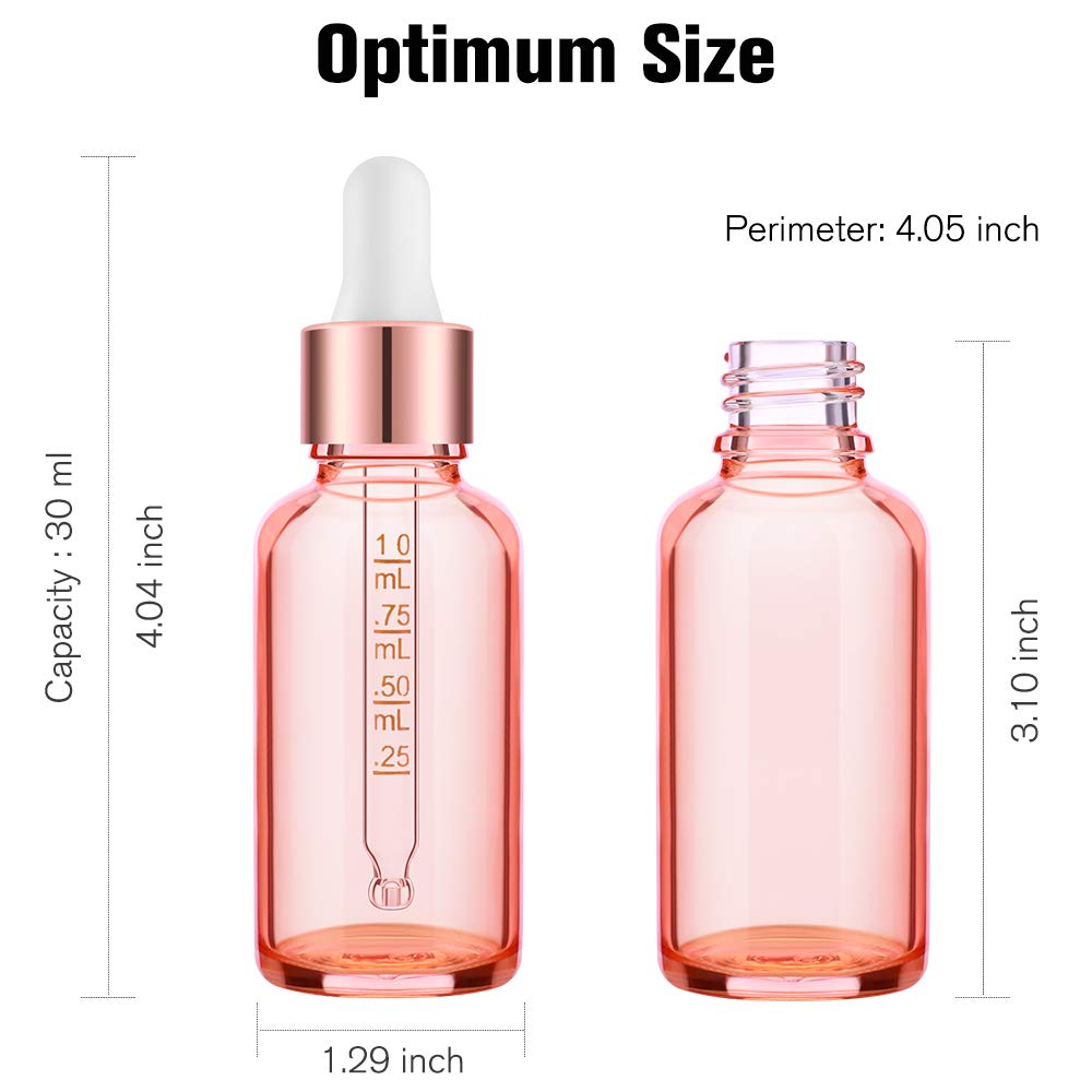 PrettyCare empaque con 4 frascos de vidrio rosado.