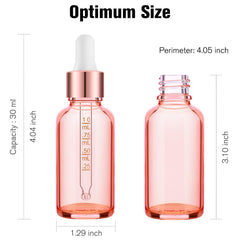 PrettyCare empaque con 4 frascos de vidrio rosado.