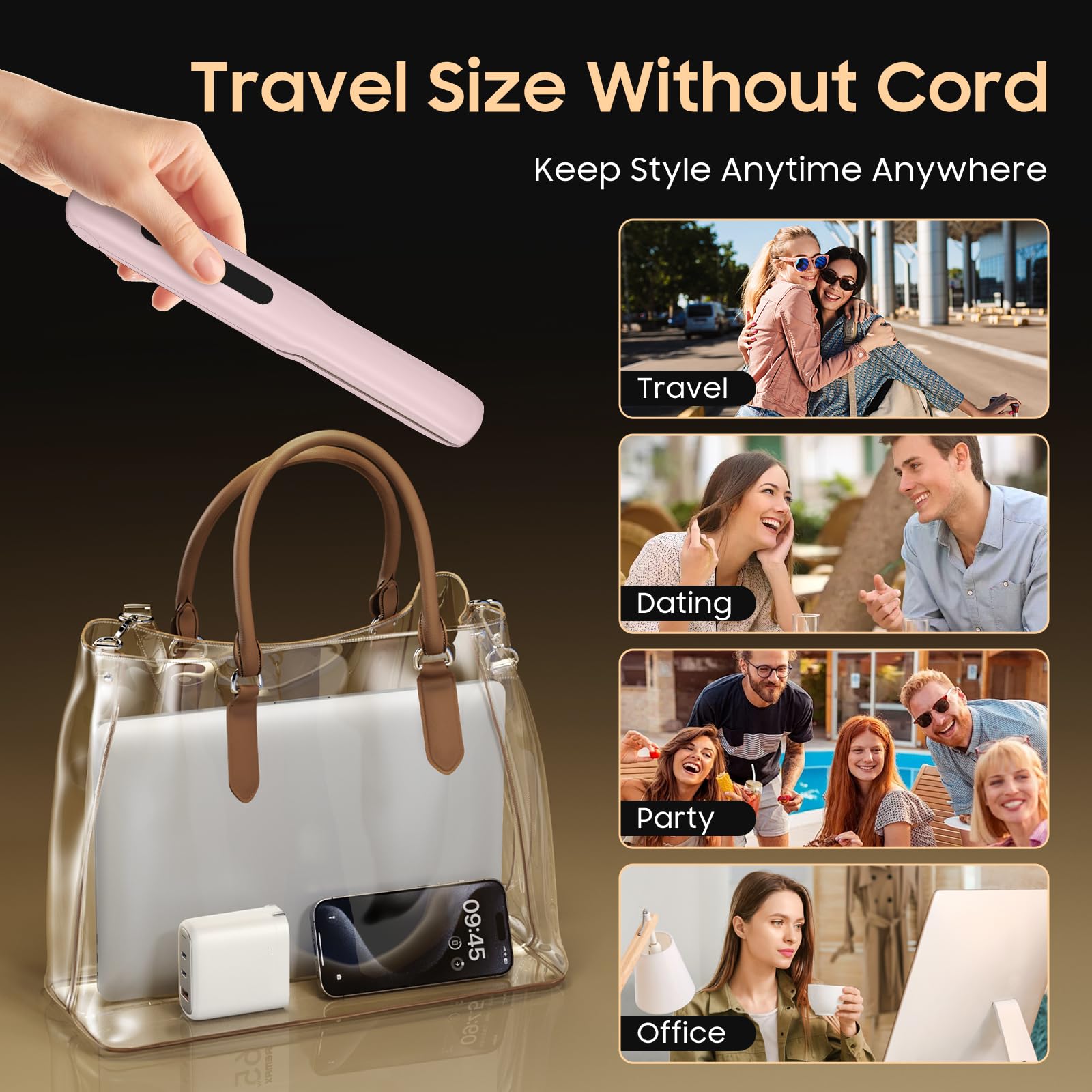 Prettrans plancha pelo inalambrica, bolsa de viaje incluida para transporte seguro.