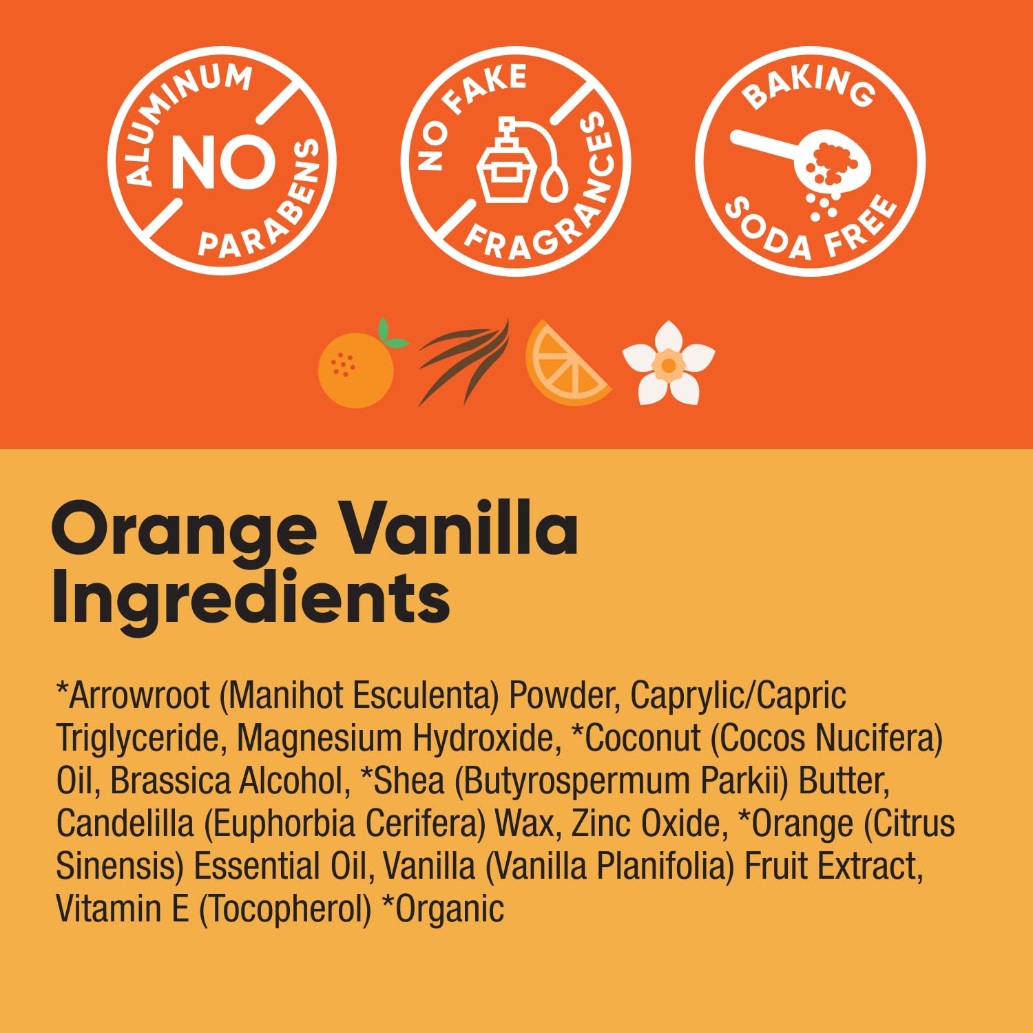 Envase reciclable de Pretty Frank desodorante naranja vainilla.