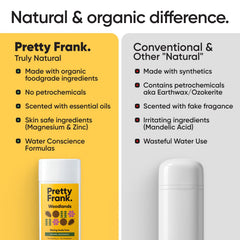 Desodorante Pretty Frank con ingredientes orgánicos para piel sensible.