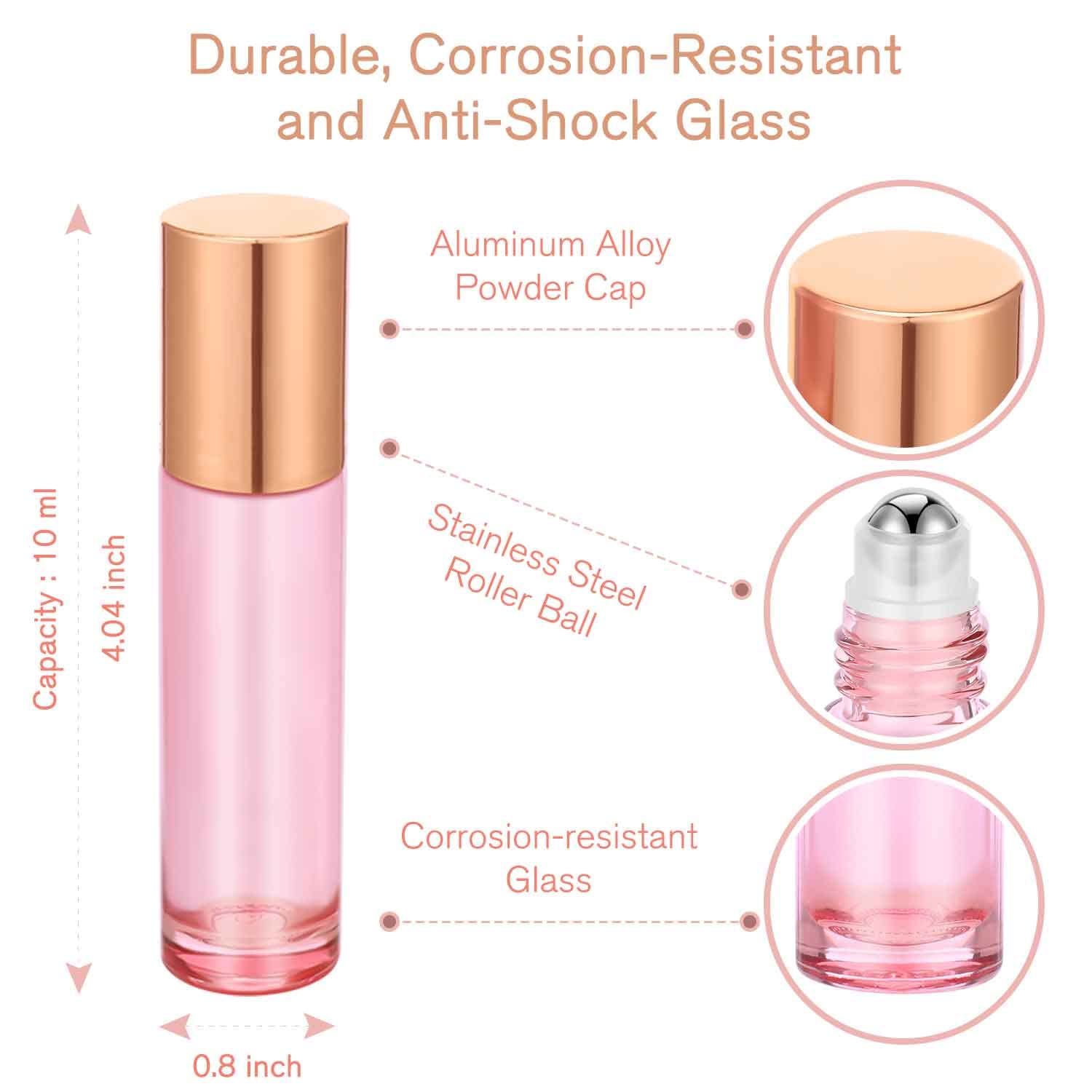 Vidrio rosado grueso PrettyCare, resistente y elegante para uso diario