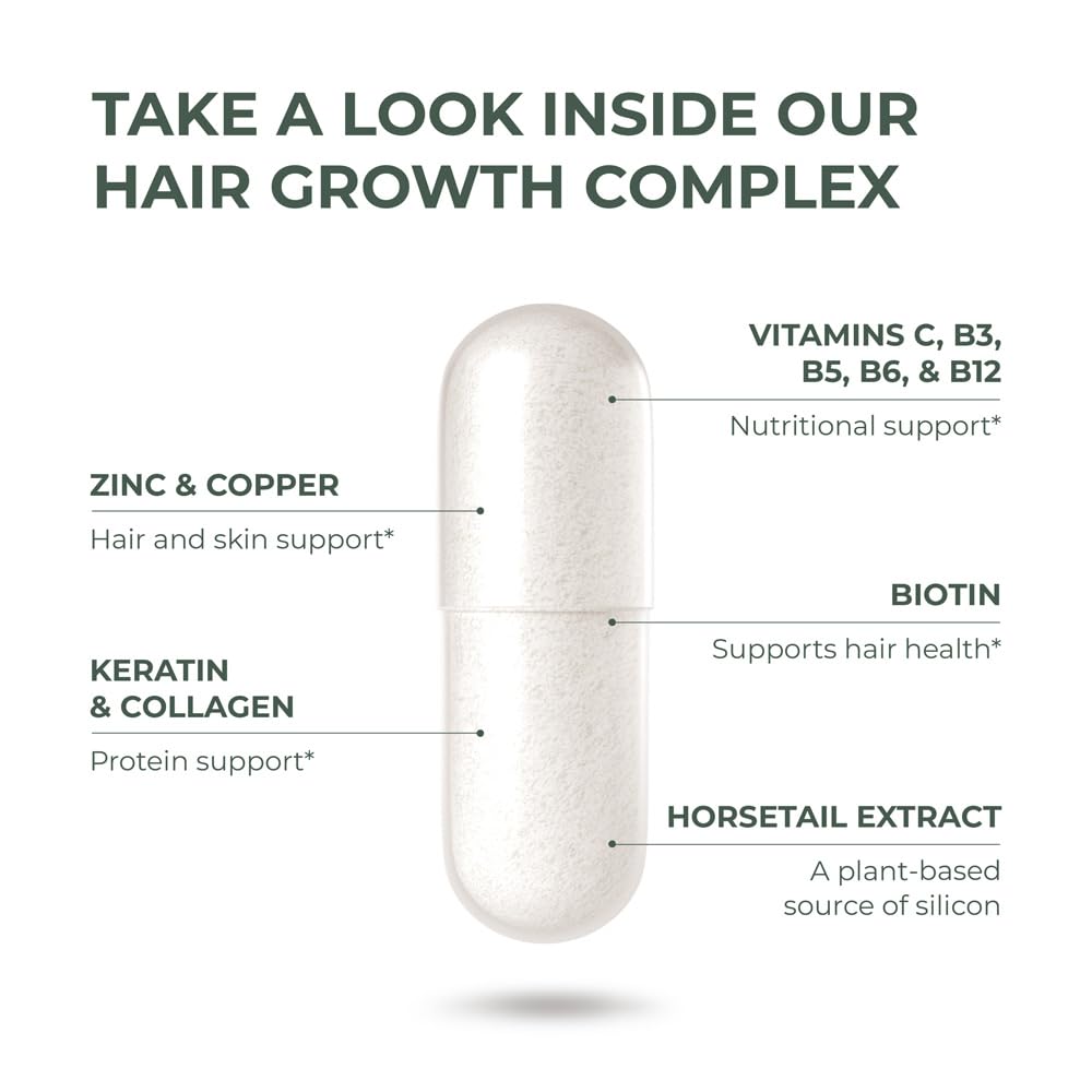Primal Harvest Hair Growth Vitamins con extracto de bambú, brillo y salud capilar.