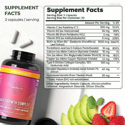 Primal Harvest Hair Growth Vitamins hecho en EE. UU. y con control de calidad.
