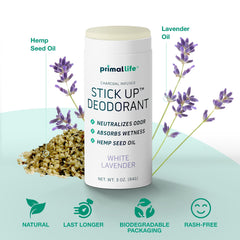 Primal Life Desodorante Natural Bentonita y Zinc proporcionan absorción suave y control de olores.