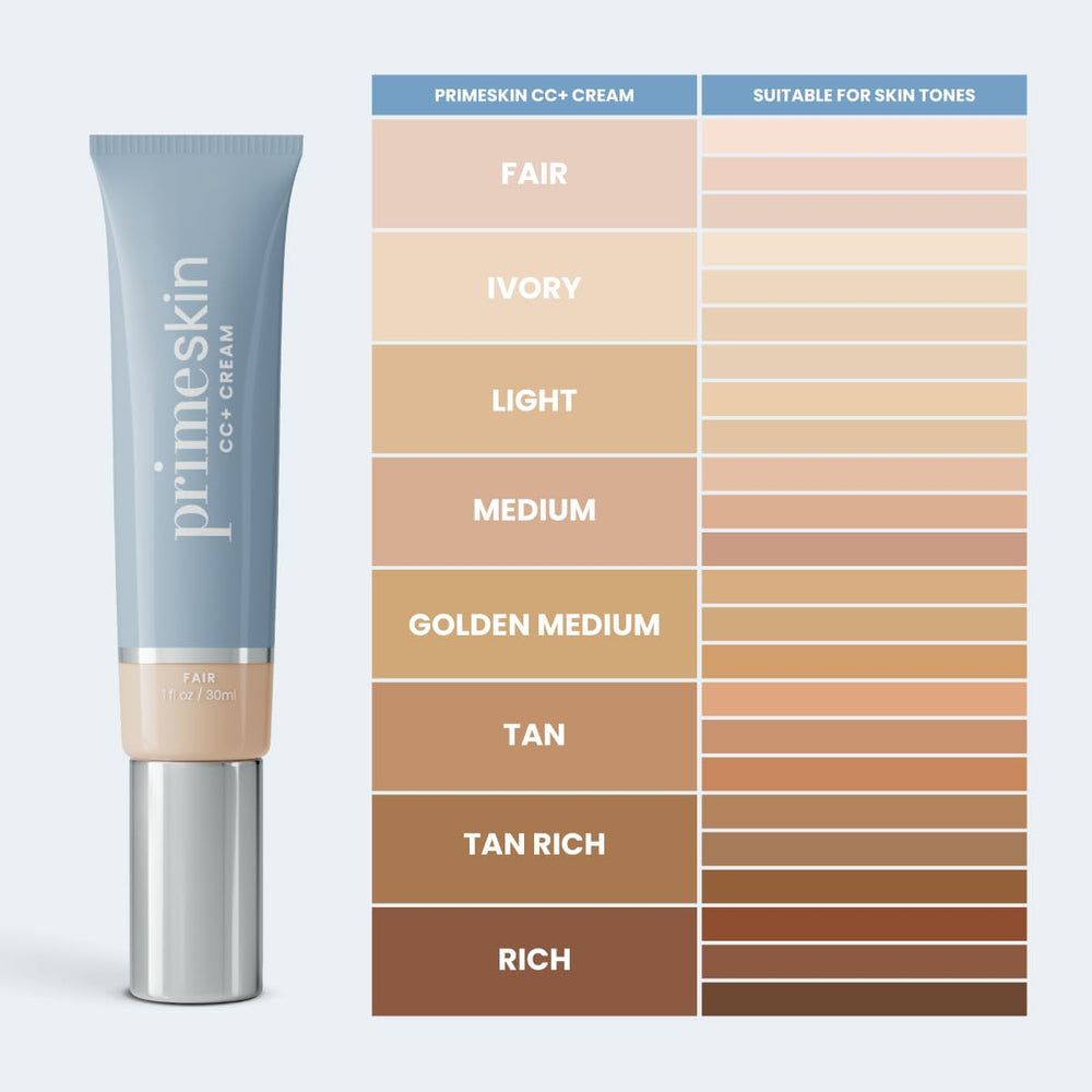 PrimePrometics PrimeSkin CC+ crema, cobertura de manchas de edad sin densidad pesada.