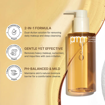 Primera PRMR: espuma suave limpia el rostro sin irritar la piel.