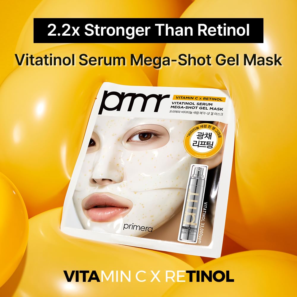 Primera PRMR sérum gel vitamina-c-retinol, textura sedosa para piel radiante.