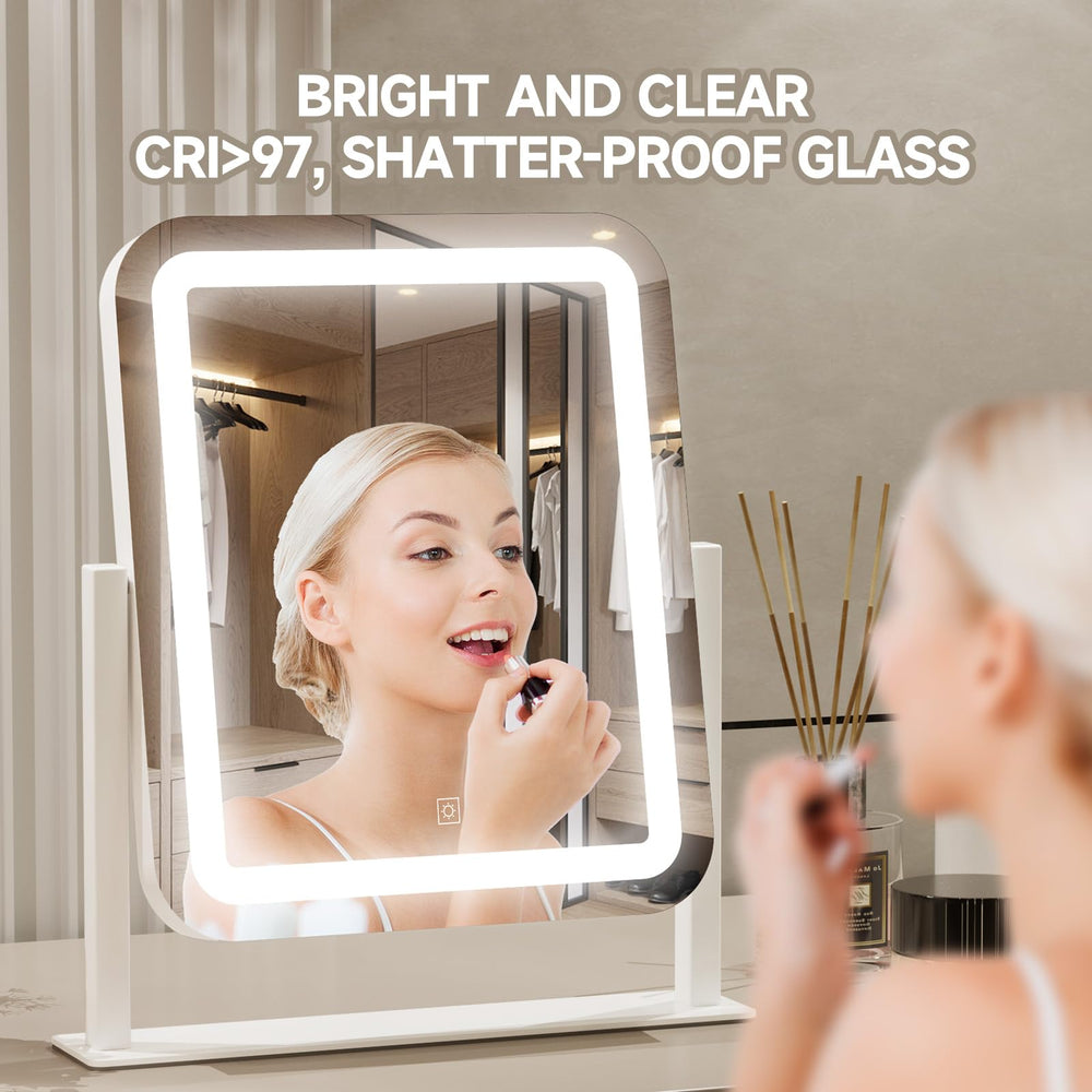 PRIMETEK Espejo maquillaje LED, 3 colores para iluminación adaptable