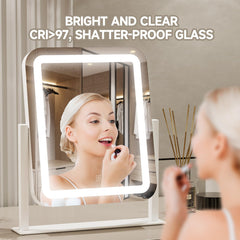 PRIMETEK Espejo maquillaje LED, 3 colores para iluminación adaptable