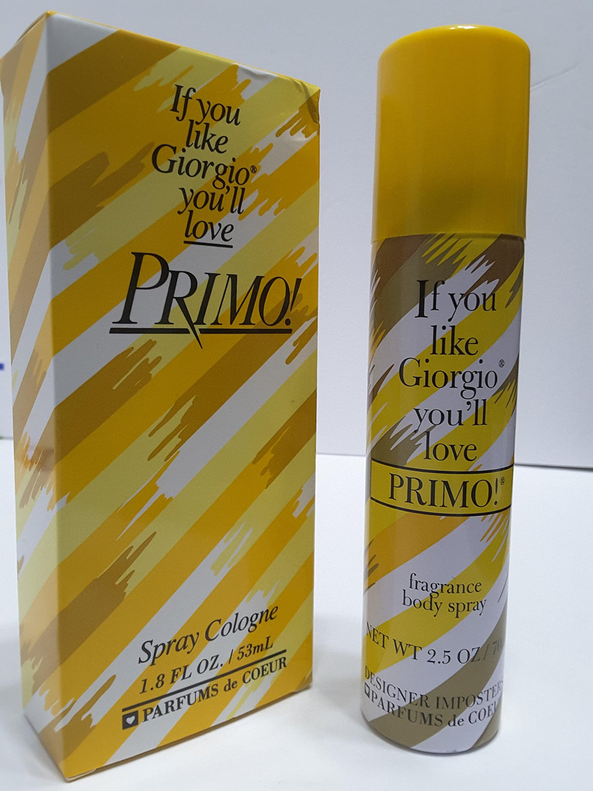 Primo frasco de colonia de 1.8 oz, aroma suave para uso diario.