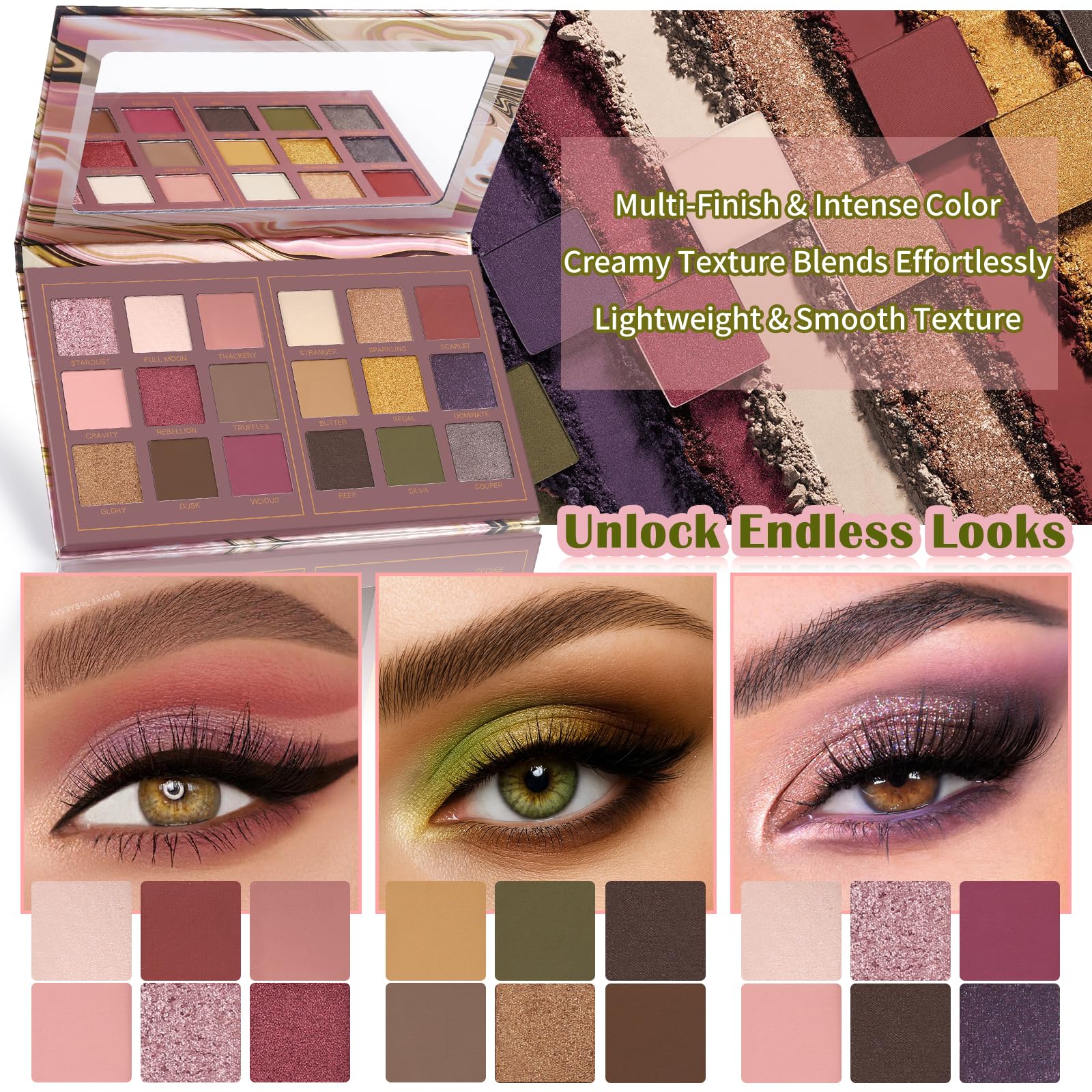 Empaque resistente de Prism Makeup Paleta Pro 18 Colores para viajes y retoques.