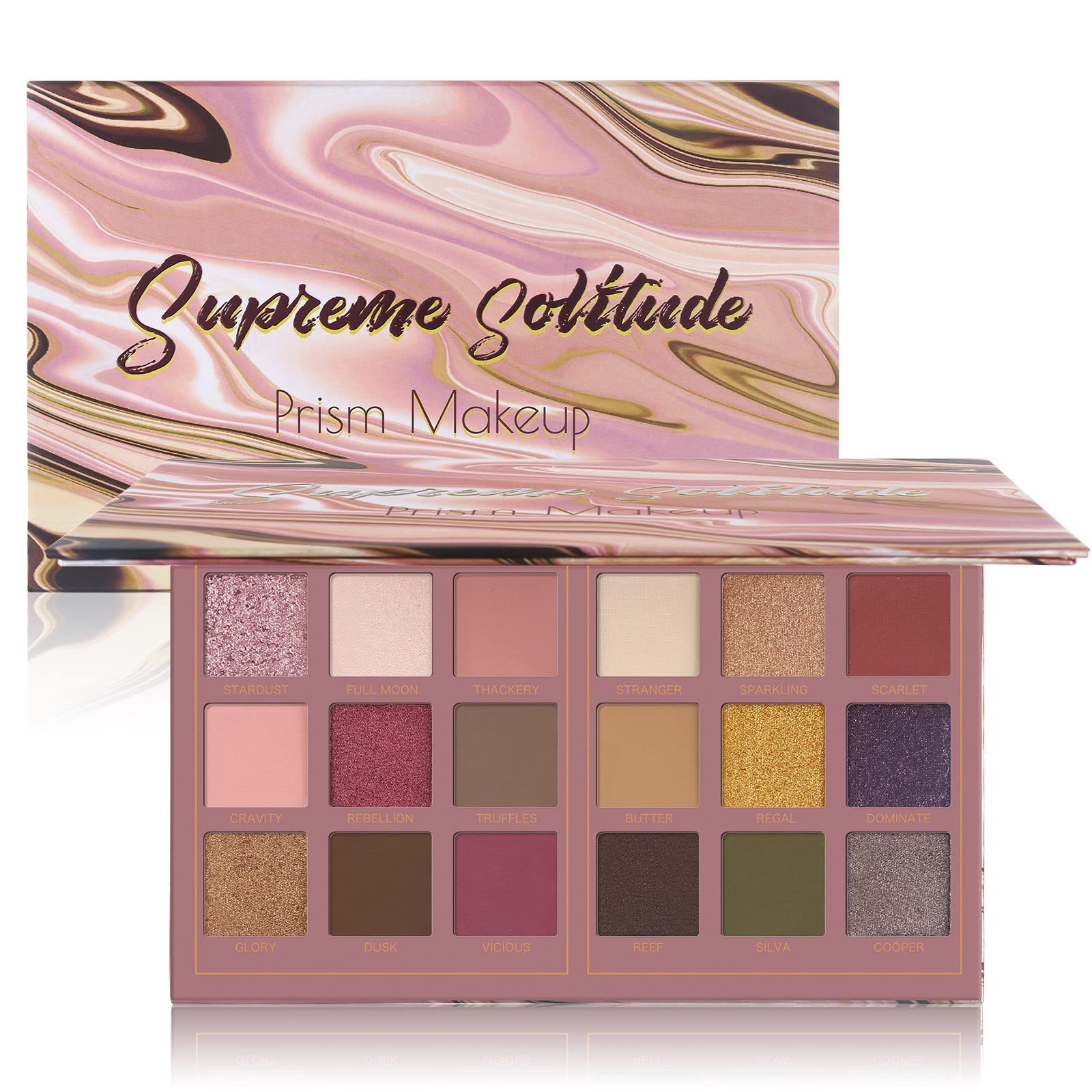 Paleta Prism Makeup Pro 18 Colores: sombras mate definidas para estilos duraderos.