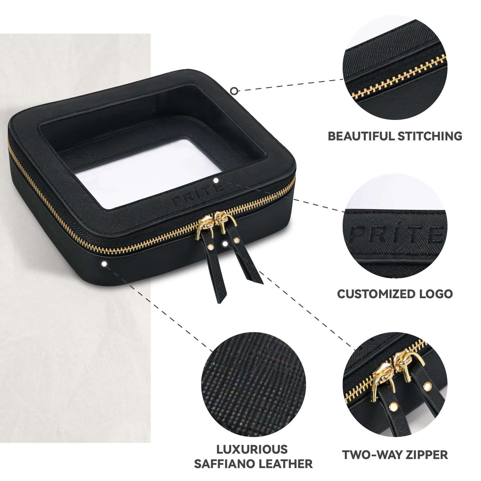 Prite bolsa cosméticos transparente para viaje resistente al agua y fácil limpieza