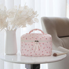 Prite bolsa maquillaje con cremallera dorada y costuras reforzadas