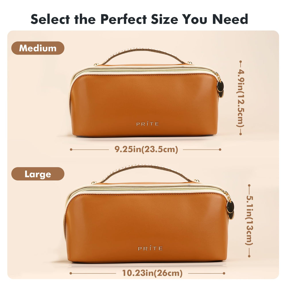 Prite bolsa de maquillaje con tres compartimentos para organizar cosméticos y herramientas.