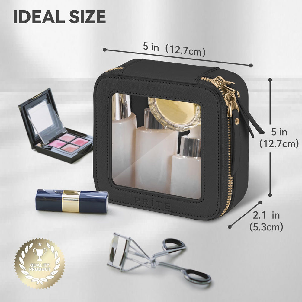 Interior espacioso de la bolsa Prite para cosméticos y objetos pequeños.