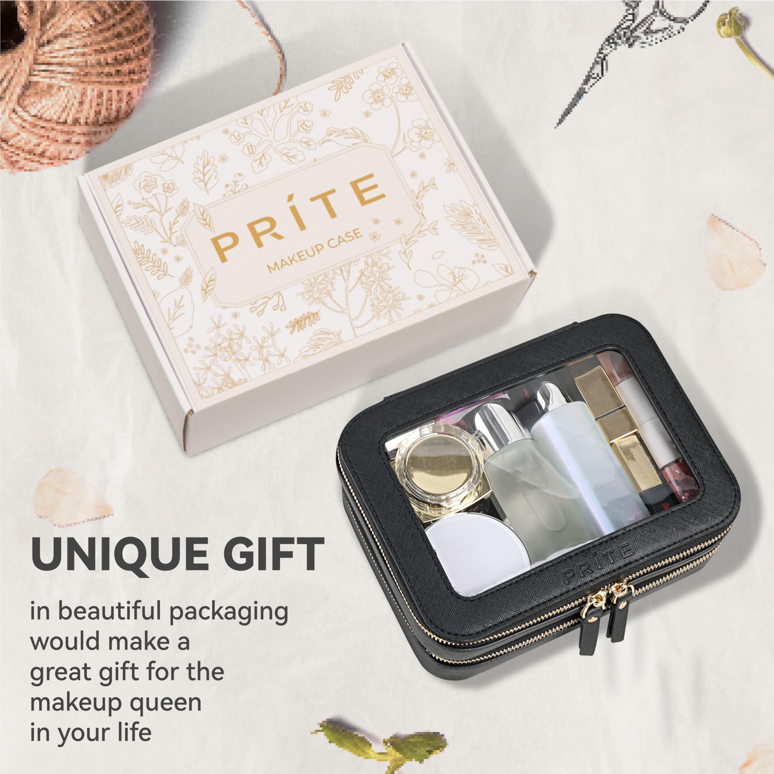 Prite bolsa de viaje negro elegante para cosméticos y accesorios