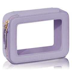 Prite bolsa cosmética transparente con cremallera dorada para ver todo de un vistazo.