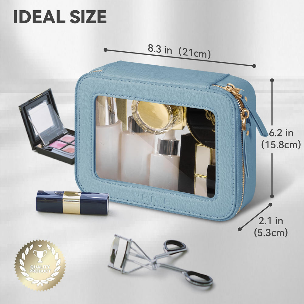 Prite bolso de maquillaje con cuero vegano para un aspecto elegante.