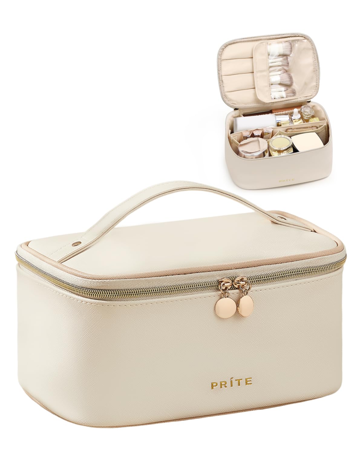 bolso de maquillaje Prite con asa, ideal para viajar