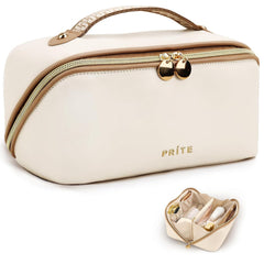 Prite bolso maquillaje medio claro con divisor para viaje y organización.