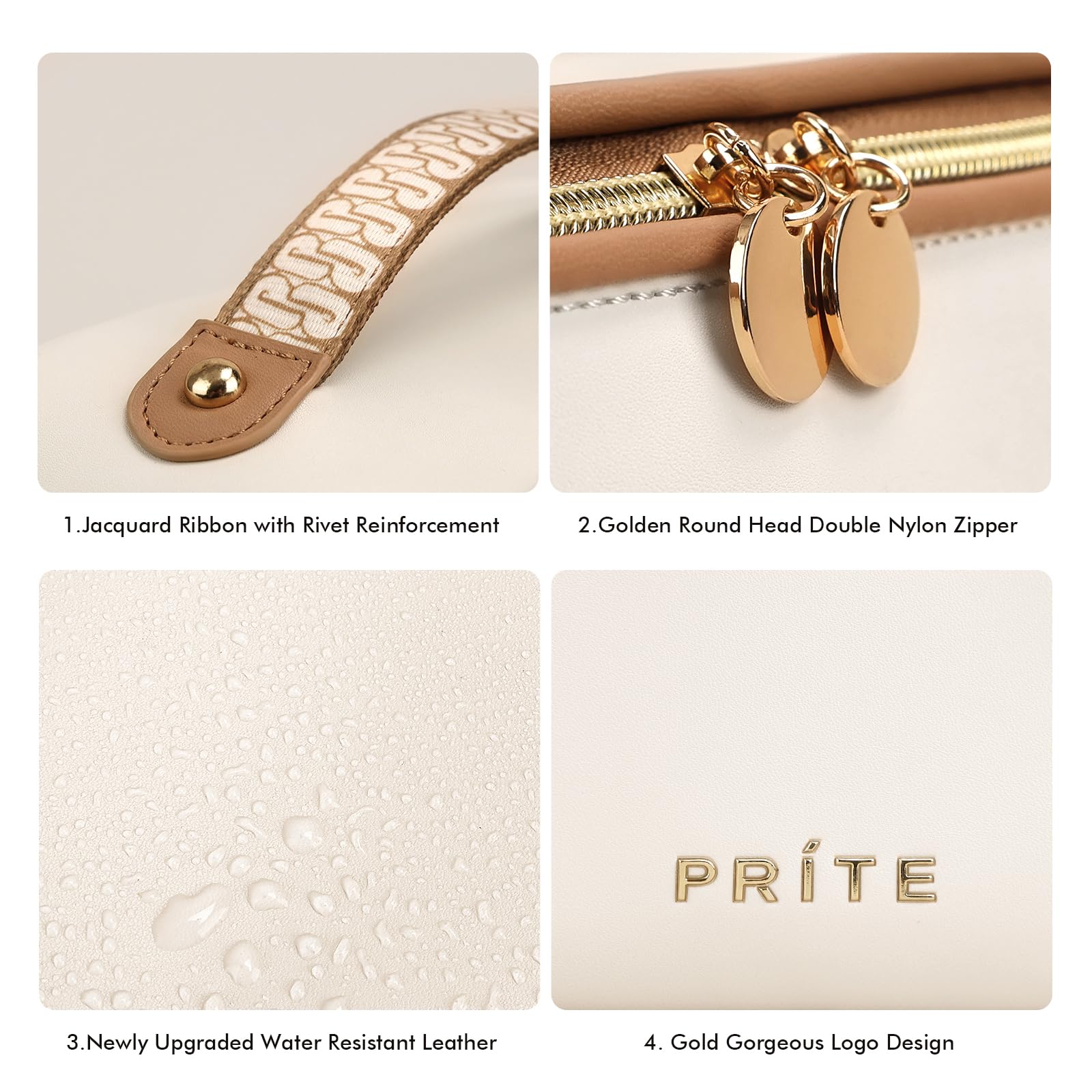 Prite bolso maquillaje con 3 compartimentos para mejor organización.