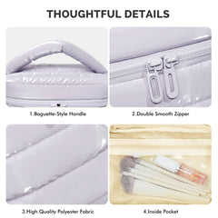 Prite bolso de maquillaje violeta diseño plegable para ahorro de espacio