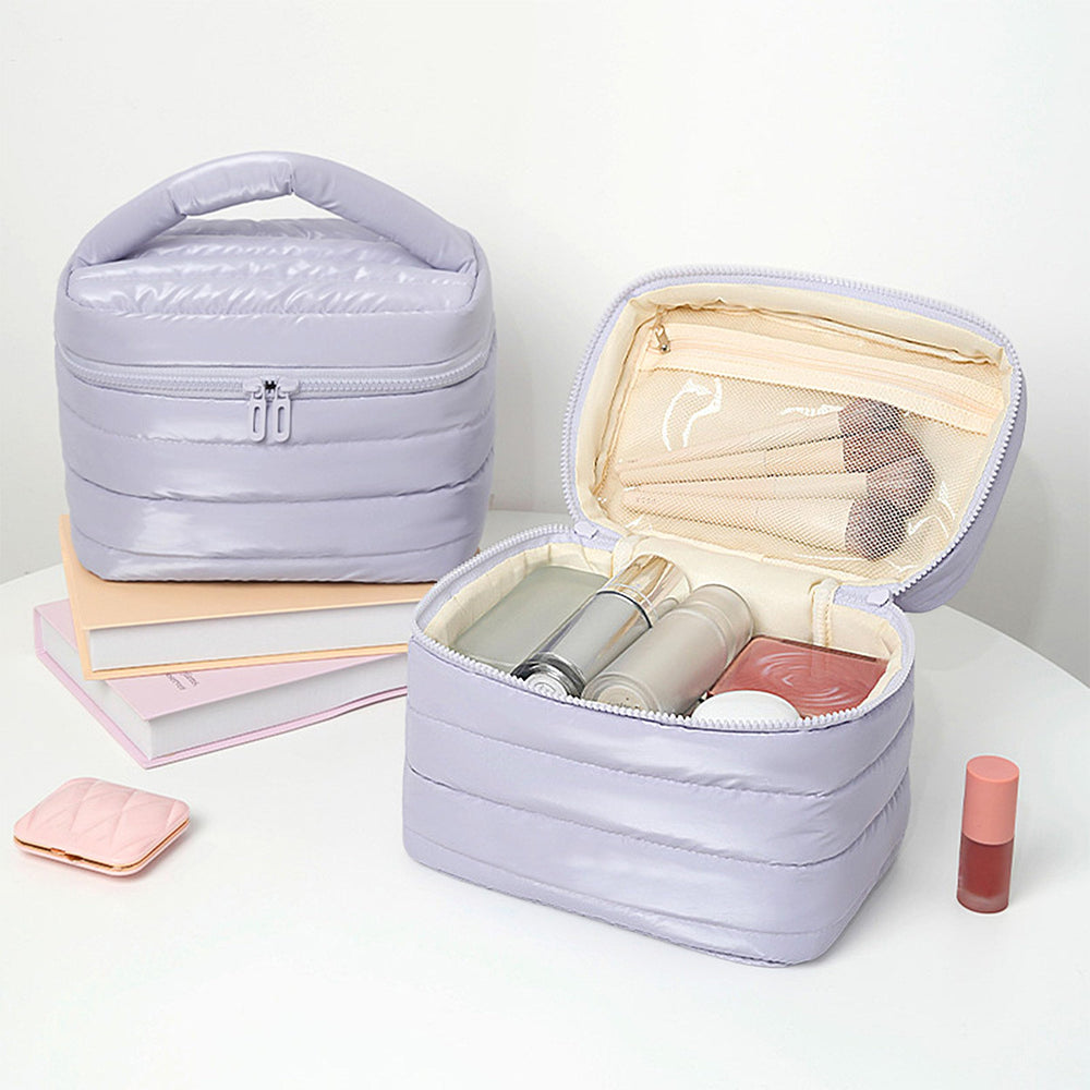 Prite bolso de maquillaje violeta uso en viaje para organización