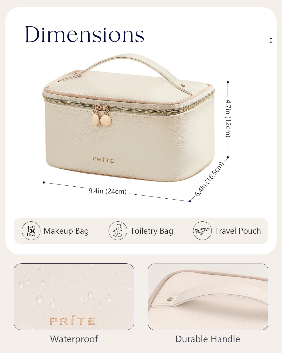 bolso Prite con dimensiones 9-4x6-4x4-7 pulgadas para cosméticos