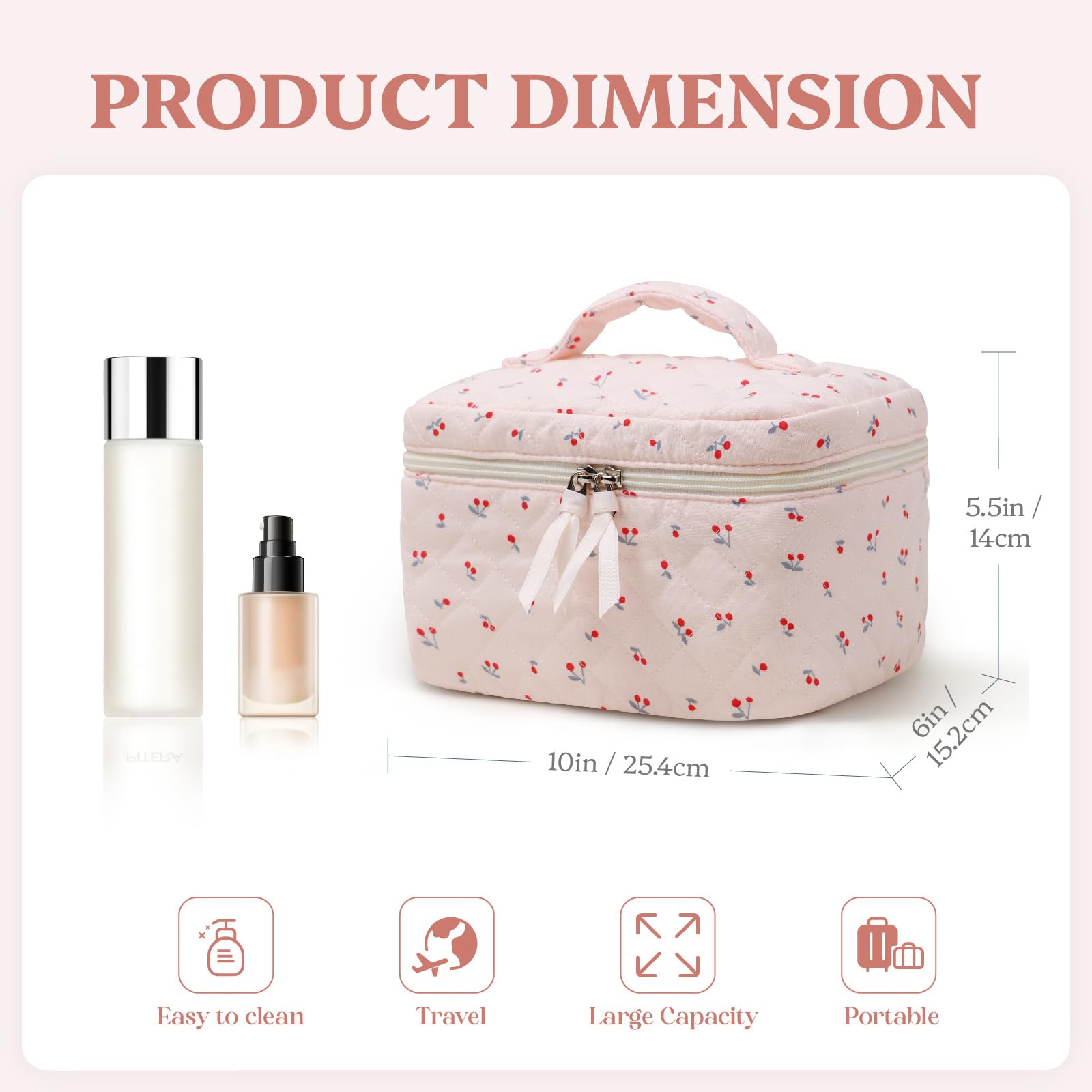 Prite organizador cosméticos para viaje, algodón suave y fácil de limpiar
