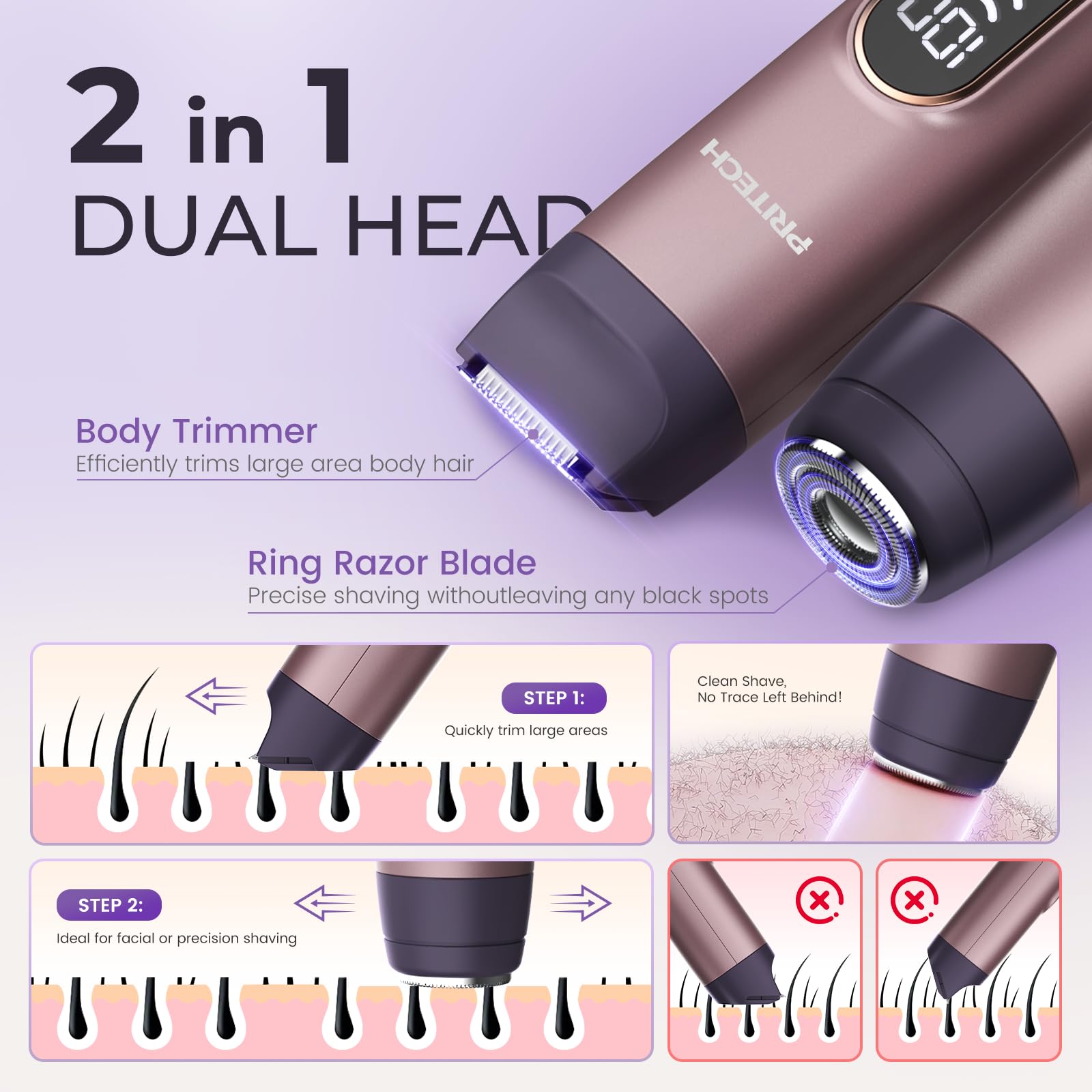 PRITECH Bikini Trimmer compacto ideal para llevar en el bolso.