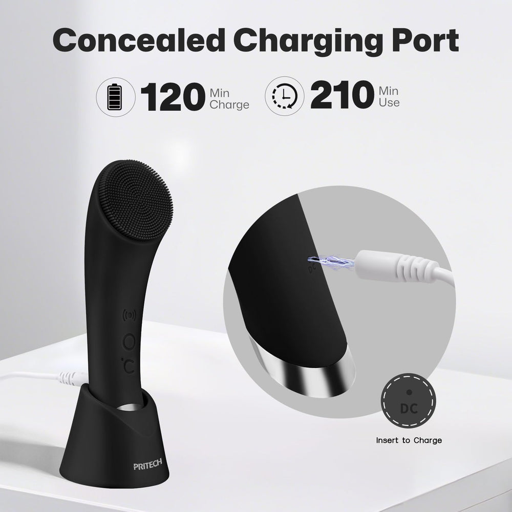 PRITECH cepillo limpieza facial carga por USB para viajar.