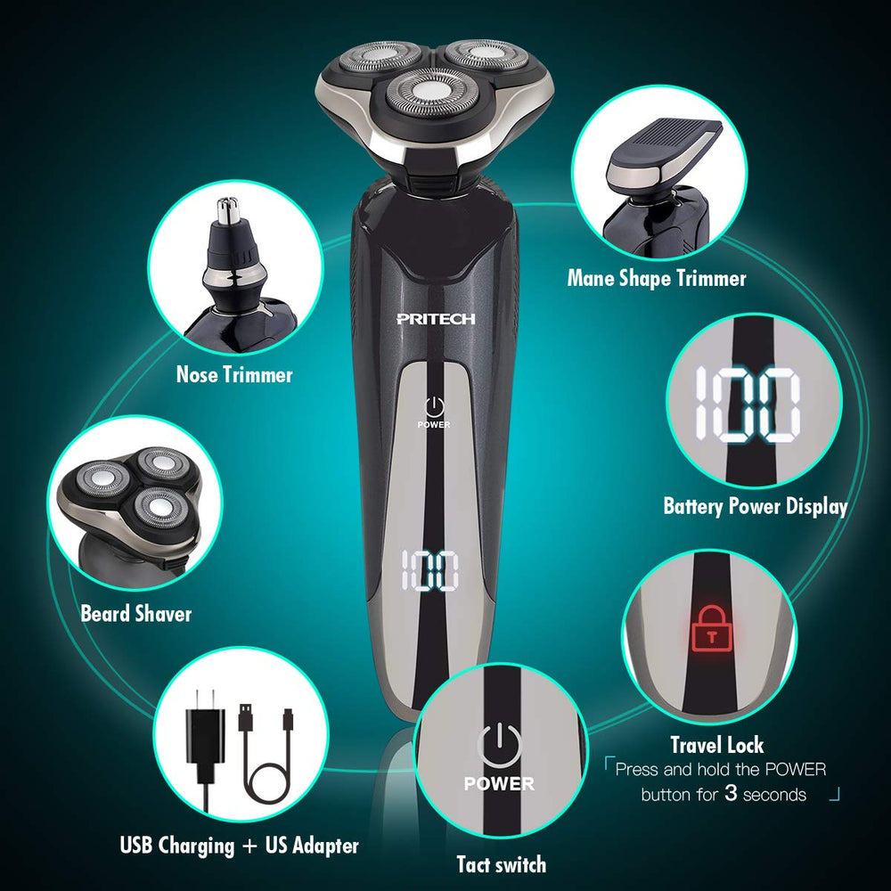 PRITECH maquinilla eléctrica con recortador de nariz para un cuidado facial completo
