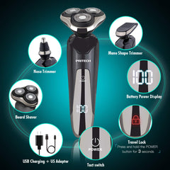 PRITECH maquinilla eléctrica con recortador de nariz para un cuidado facial completo