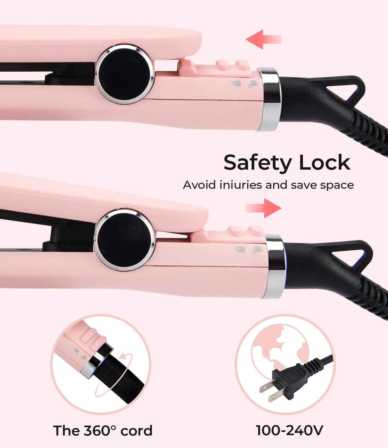 Diseño bloqueable de PRITECH para viaje y almacenamiento compacto.