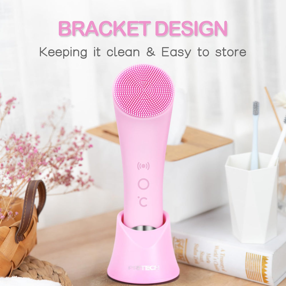 PRITECH cepillo rosa para ritual diario de cuidado facial