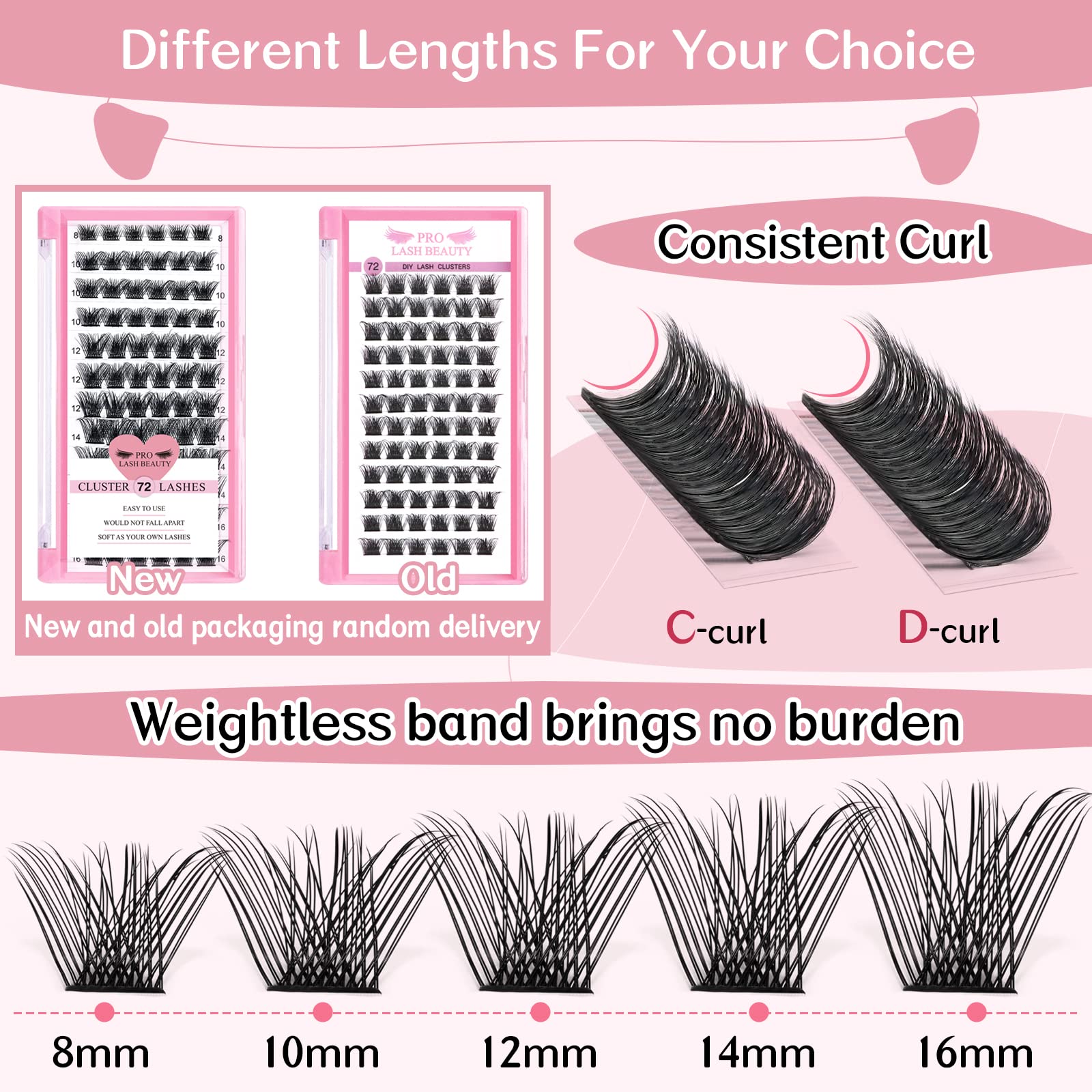 PRO LASHBEAUTY clusters fáciles de aplicar en casa para resultado de salón