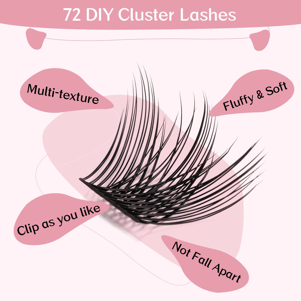 PRO LASHBEAUTY clusters con longitudes 8–16 mm para looks versátiles