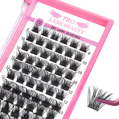 PRO LASHBEAUTY clusters de pestañas 72 piezas para volumen y longitud