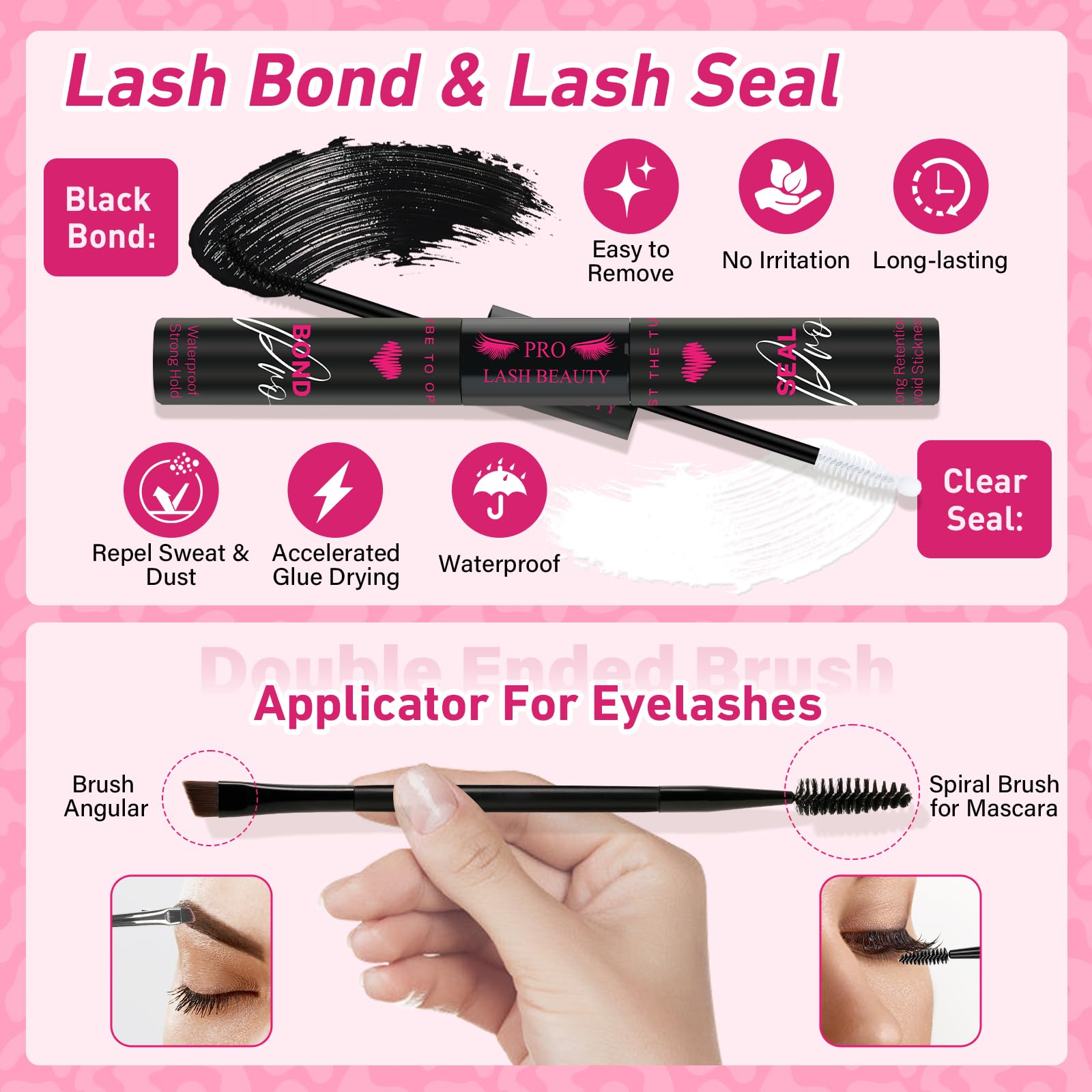 PRO LASHBEAUTY Manga Lash Clusters Adhesivo Sellador: fijación segura y resistente al agua.