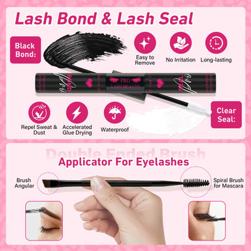 PRO LASHBEAUTY Manga Lash Clusters Adhesivo Sellador: fijación segura y resistente al agua.