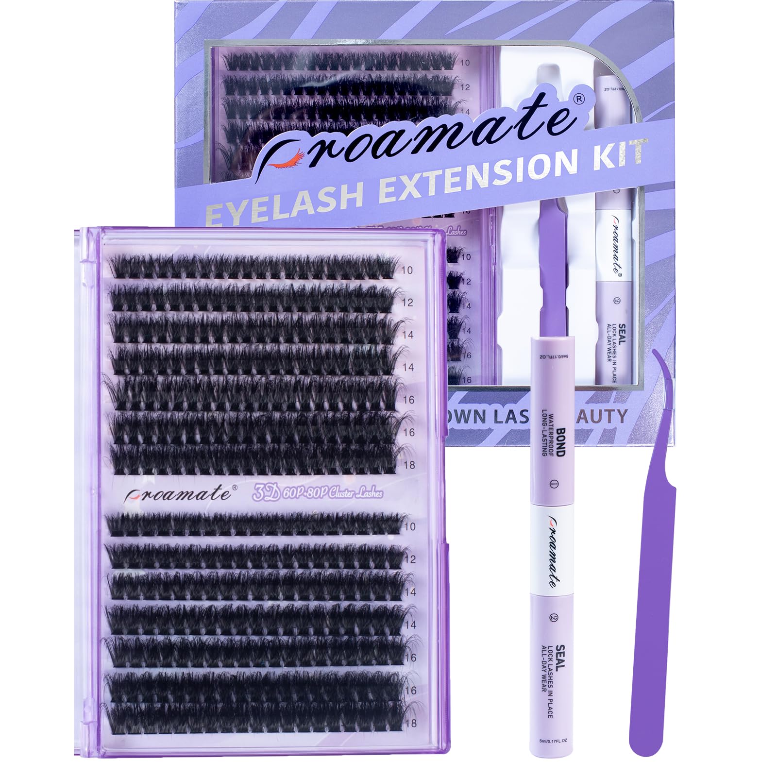 Pestañas cluster Proamate D Curl 10-18mm para volumen natural