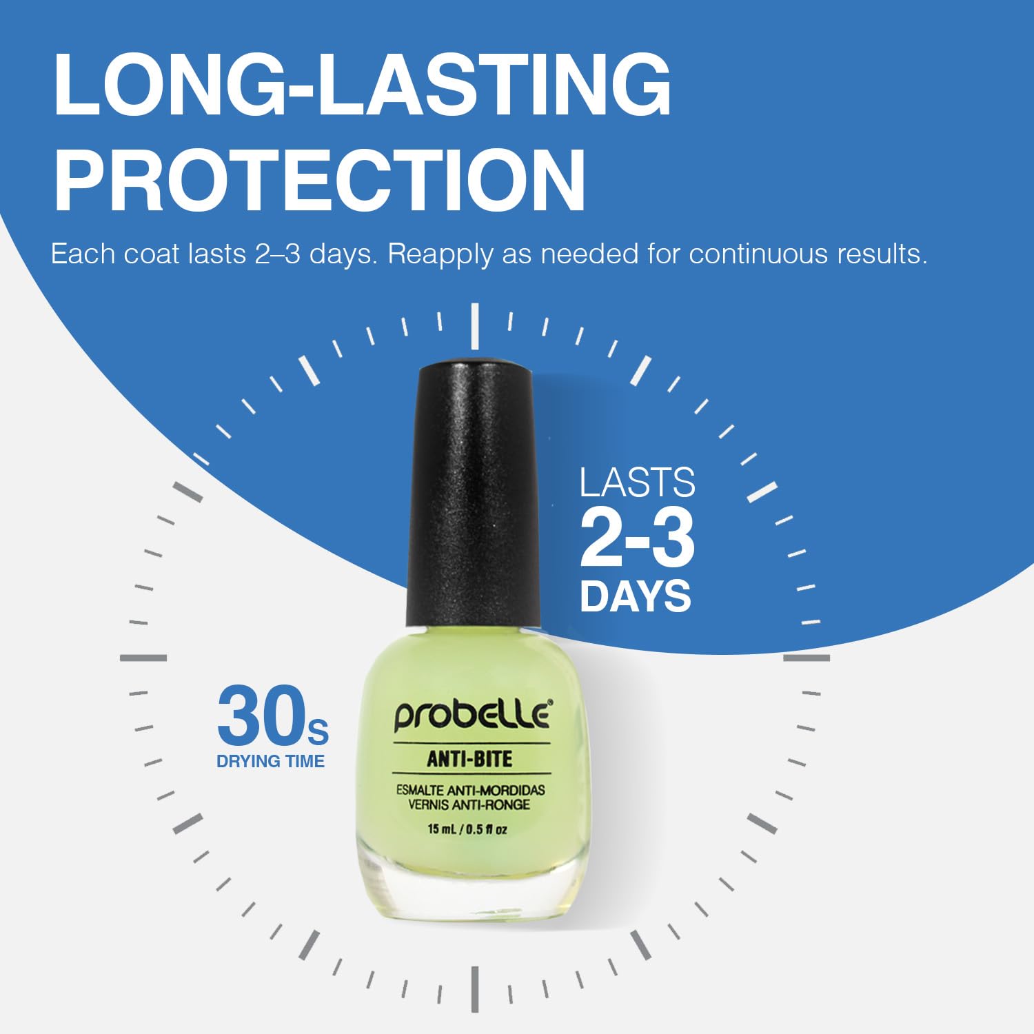 Probelle Anti-Bite: aplicación en capa fina para disuadir morder uñas.